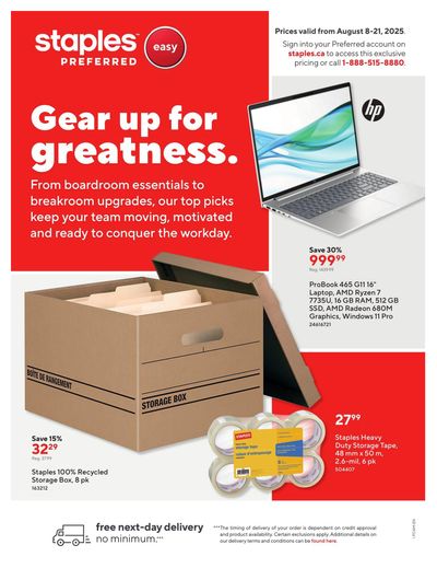 Staples Preferred Flyer August 8 to 21