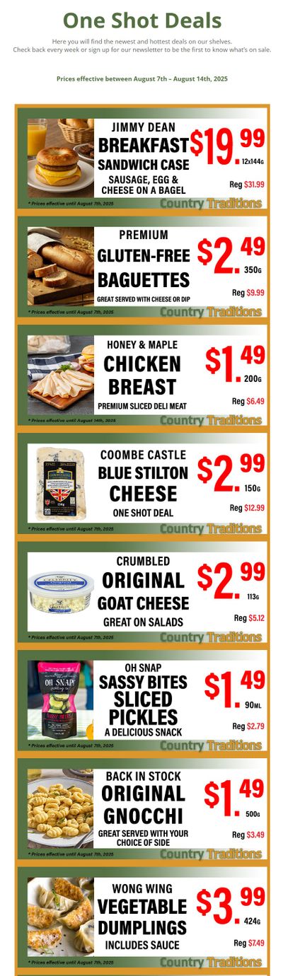 Country Traditions One-Shot Deals Flyer August 7 to 14