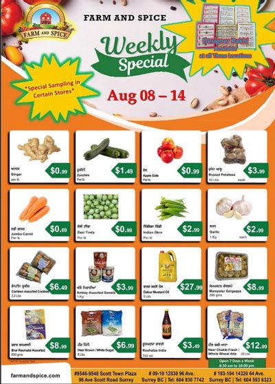 Farm And Spice Grocers Flyer August 8 to 14