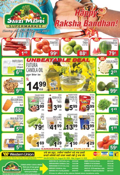 Sabzi Mandi Supermarket (Lower Mainland) Flyer August 8 to 13
