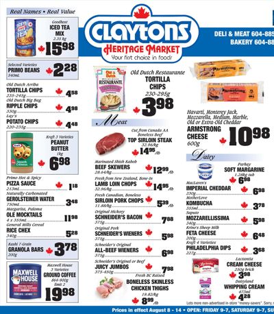 Claytons Heritage Market Flyer August 8 to 14