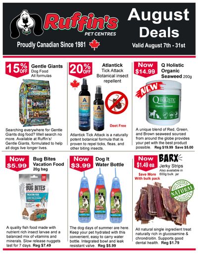 Ruffin's Pet Centre Flyer August 7 to 31