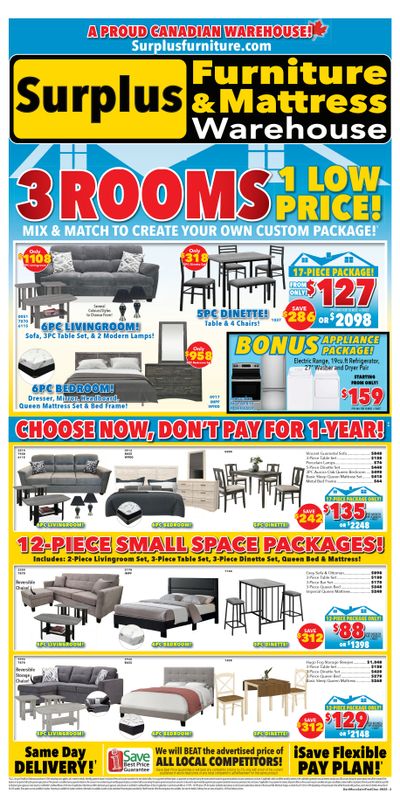 Surplus Furniture & Mattress Warehouse (Dartmouth, Charlottetown, Moncton, Saint John, Fredericton) Flyer August 11 to 24