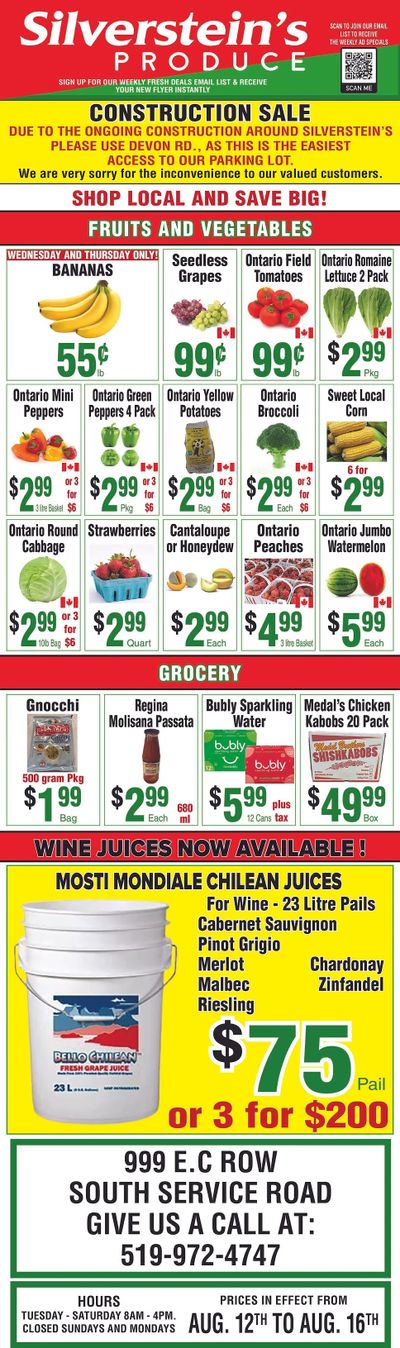 Silverstein's Produce Flyer August 12 to 16 Silverstein's Produce Flyer August 12 to 16