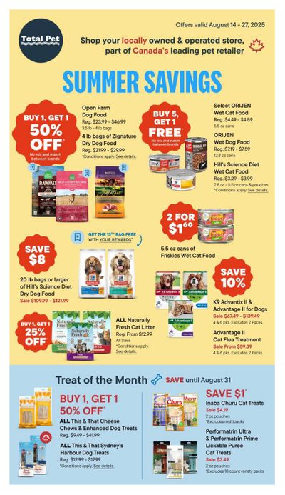 Total Pet Flyer August 14 to 27