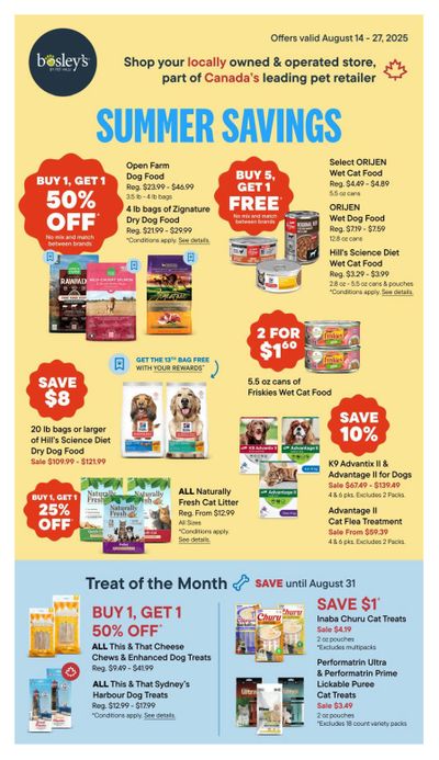 Bosley's by PetValu Flyer August 14 to 27