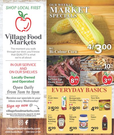 Village Food Markets Flyer August 13 to 19