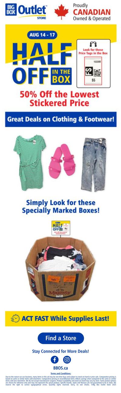 Big Box Outlet Store Flyer August 14 to 17