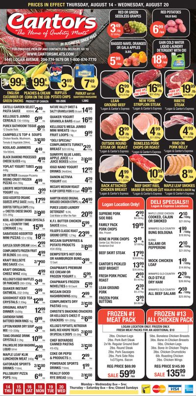 Cantor's Meats Flyer August 14 to 20