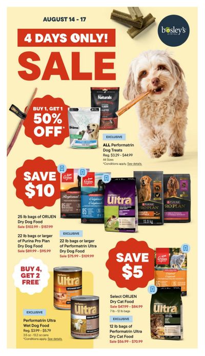 Bosley's by PetValu Flyer August 14 to 17