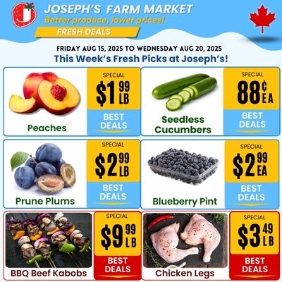 Joseph's Farm Market Flyer August 15 to 20