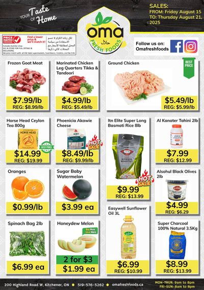 Oma Fresh Foods Flyer August 15 to 21