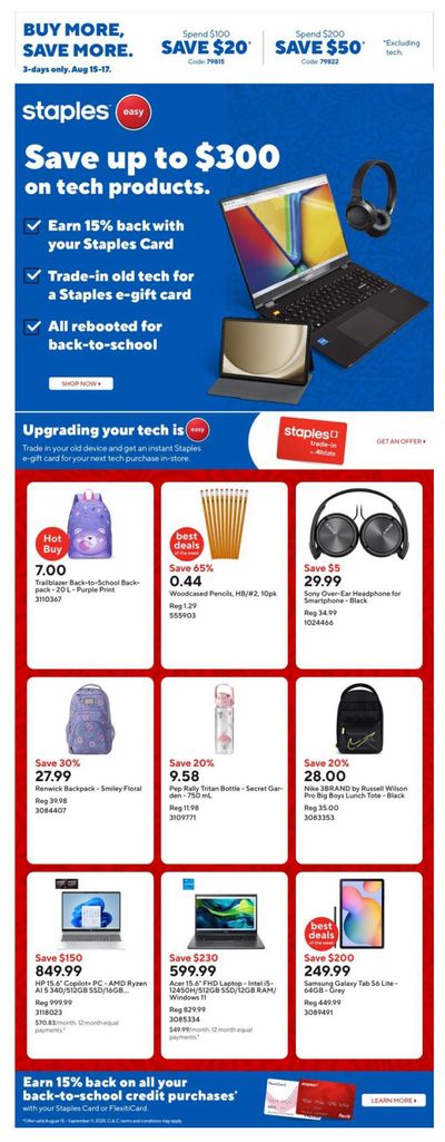 Staples Flyer August 15 to 21