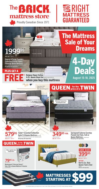 The Brick Mattress Store Flyer August 15 to 27