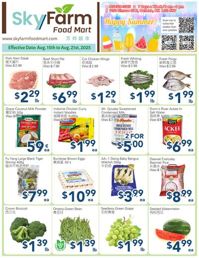 SkyFarm Food Mart Flyer August 15 to 21