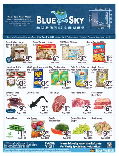 Blue Sky Supermarket (Pickering) Flyer August 15 to 21
