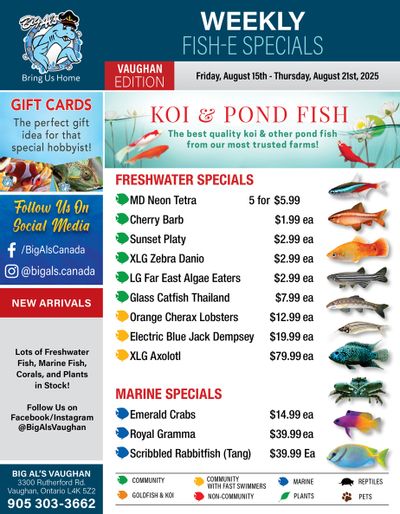 Big Al's (Vaughan) Weekly Specials August 15 to 21