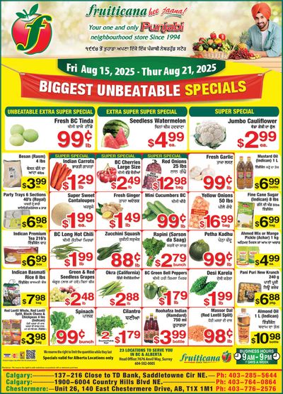 Fruiticana (Calgary) Flyer August 15 to 21