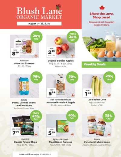 Blush Lane Organic Market Flyer August 17 to 23