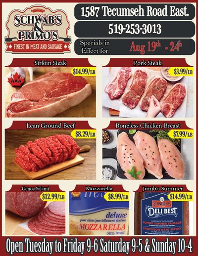 Schwab's & Primo's Flyer August 19 to 24