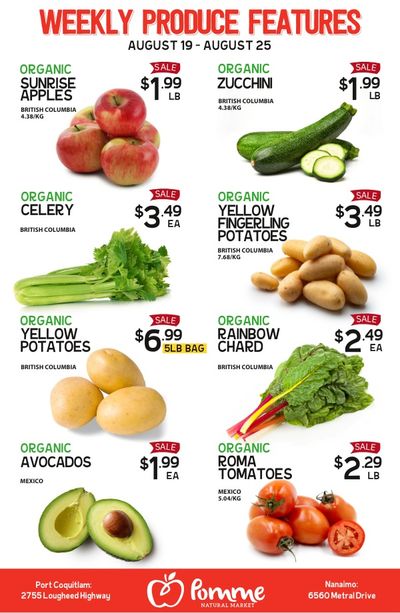 Pomme Natural Market Weekly Produce Flyer August 19 to 25