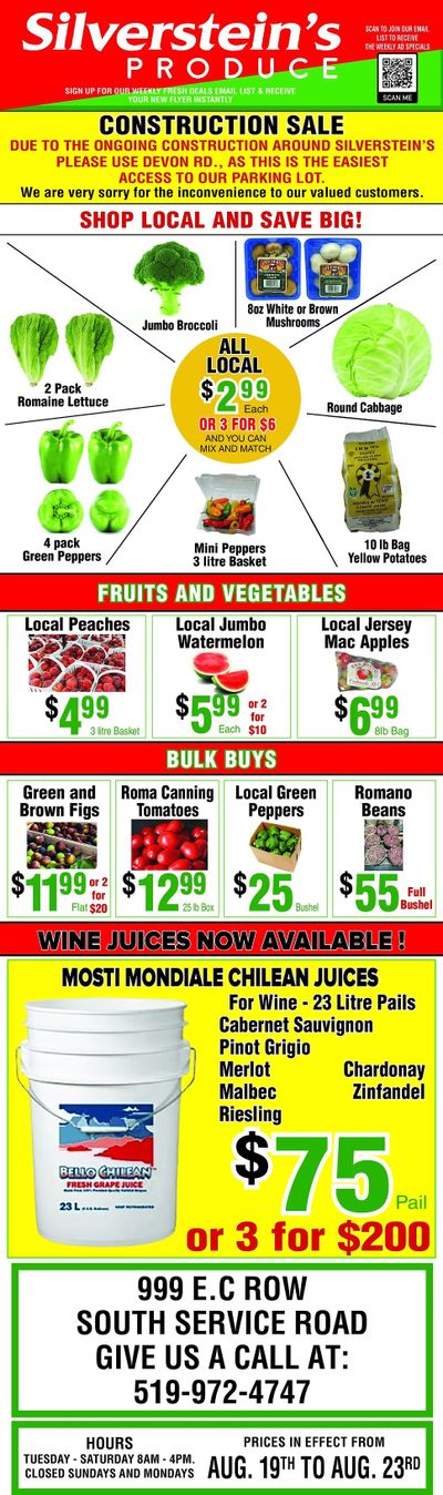Silverstein's Produce Flyer August 19 to 23