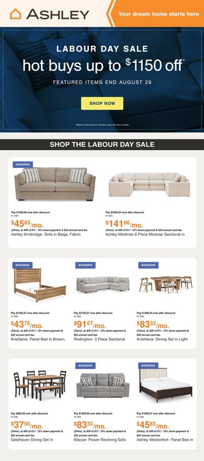 Ashley HomeStore Flyer August 20 to 26