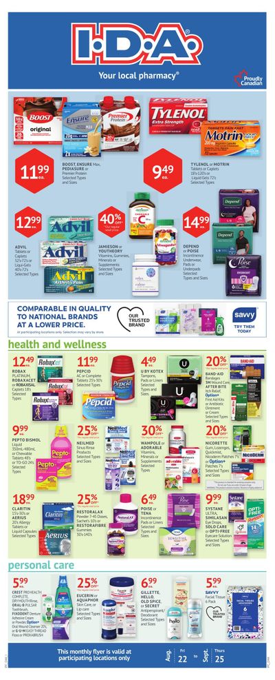 I.D.A. Pharmacy Monthly Flyer August 22 to September 25