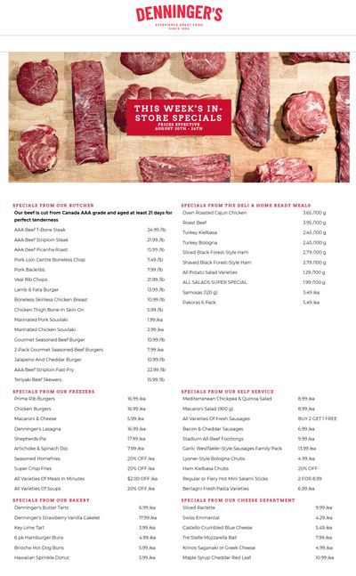 Denninger's Weekly Specials August 20 to 26