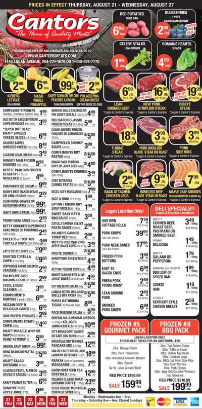 Cantor's Meats Flyer August 21 to 27