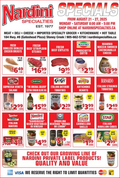 Nardini Specialties Flyer August 21 to 27