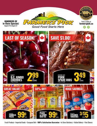 Farmer's Pick Flyer August 21 to 27