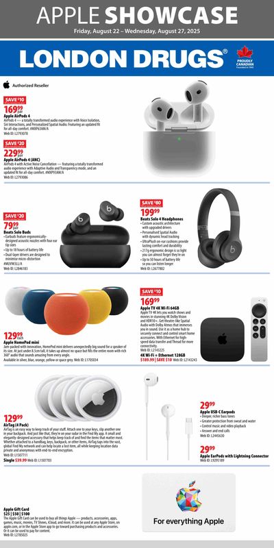 London Drugs Apple Showcase Flyer August 22 to 27