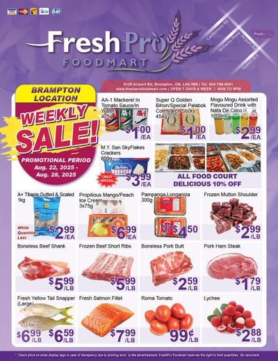 FreshPro Foodmart (Brampton) Flyer August 22 to 28