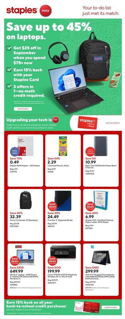 Staples Flyer August 22 to 28