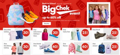Sport Chek Canada Back to School Big Chek Event Flyer Sale up to 60% Off + Apple Watch 40% Off + More