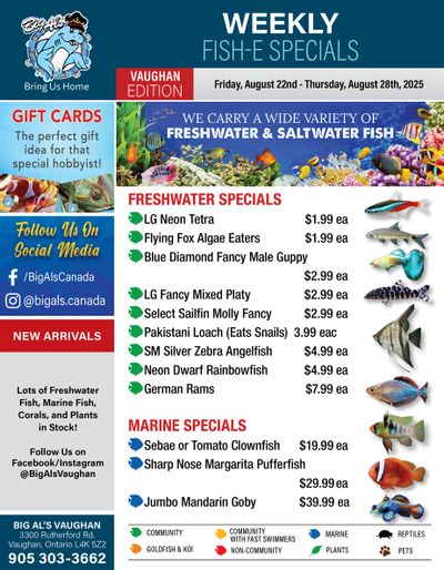 Big Al's (Vaughan) Weekly Specials August 22 to 28
