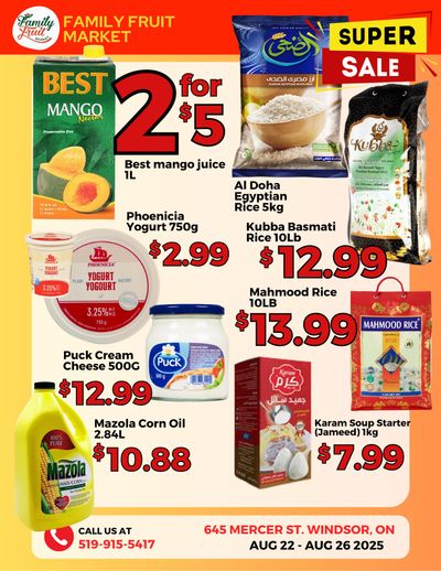 Family Fruit Market Flyer August 22 to 26