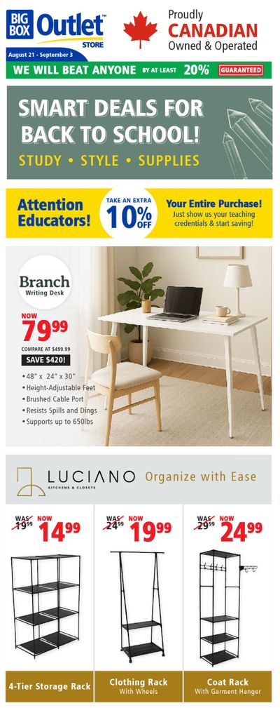 Big Box Outlet Store Flyer August 21 to September 3