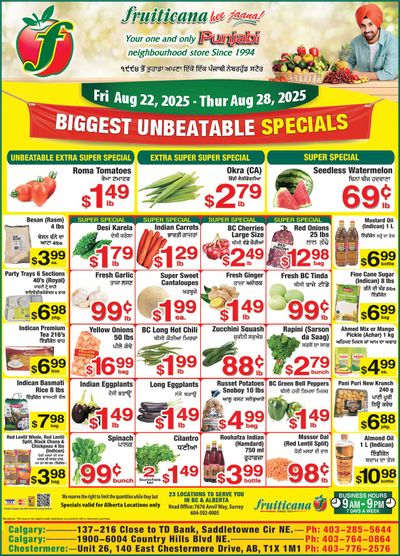 Fruiticana (Calgary) Flyer August 22 to 28