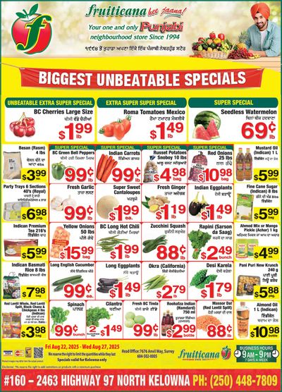 Fruiticana (Kelowna) Flyer August 22 to 27