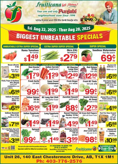 Fruiticana (Chestermere) Flyer August 22 to 28