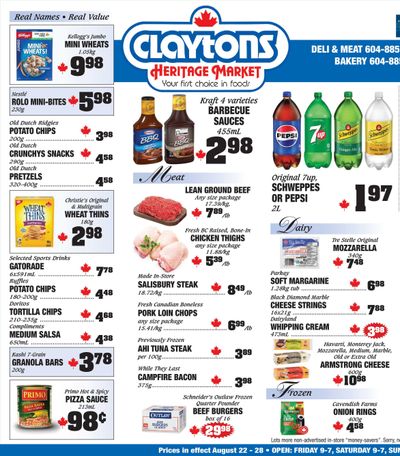 Claytons Heritage Market Flyer August 22 to 28