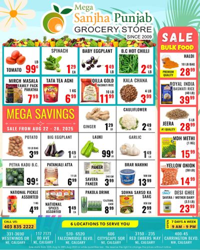 Sanjha Punjab Grocery Store Flyer August 22 to 28