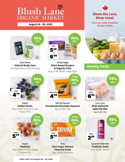 Blush Lane Organic Market Flyer August 24 to 30