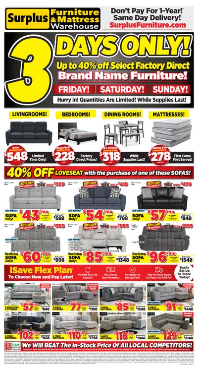 Surplus Furniture & Mattress Warehouse (Winnipeg, Brandon) Flyer August 25 to 31