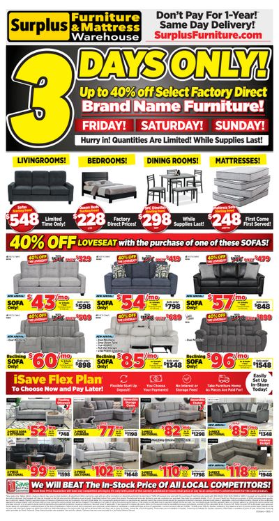 Surplus Furniture & Mattress Warehouse (S. ON) Flyer August 25 to 31