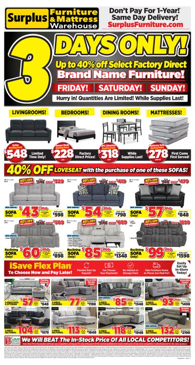 Surplus Furniture & Mattress Warehouse (Regina, Saskatoon, Prince Albert) Flyer August 25 to 31