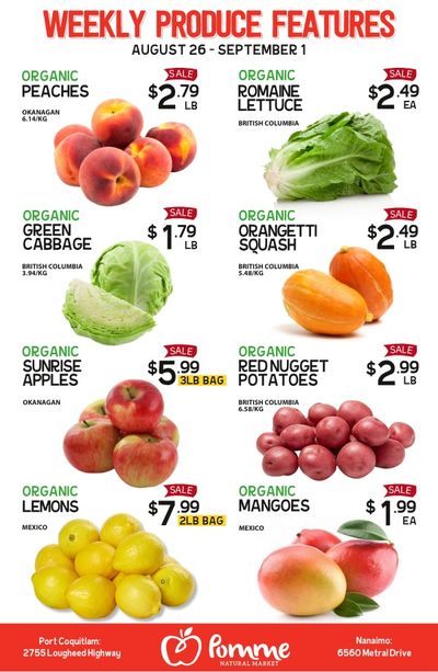 Pomme Natural Market Weekly Produce Flyer August 26 to September 1