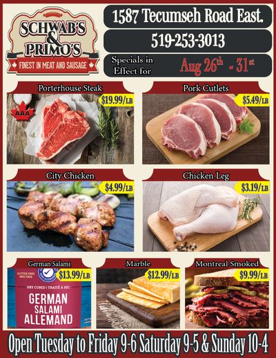 Schwab's & Primo's Flyer August 26 to 31